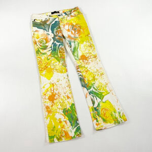 2005 Cavalli white rose print jeans